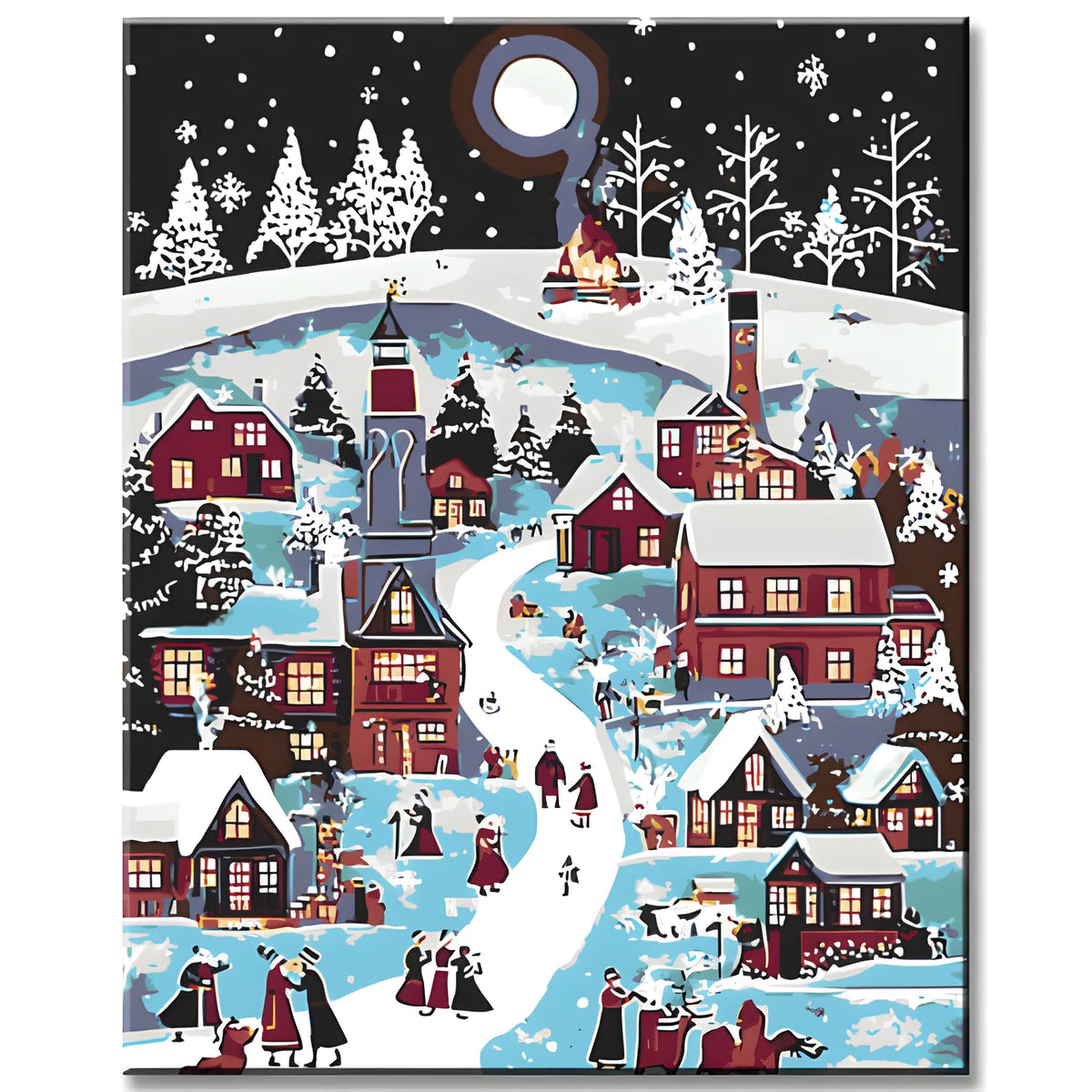 Paint by Numbers Christmas Illustration Christmas Village Winter
