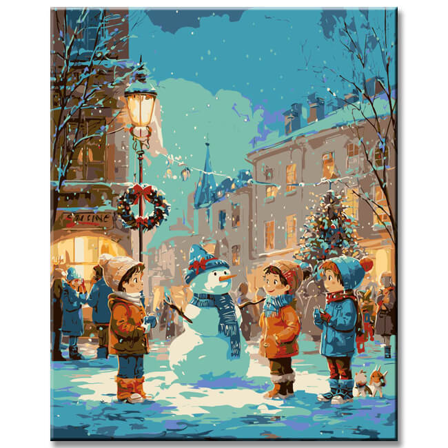 Paint by Numbers Christmas Illustration Christmas Village Art