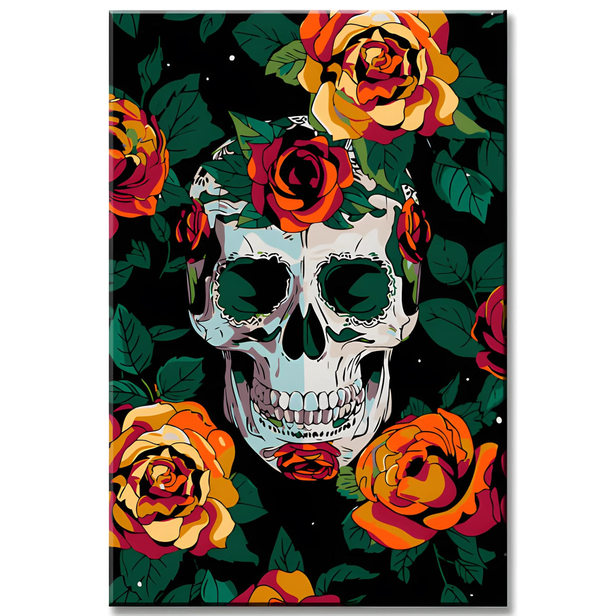 Paint by Numbers Skull with Roses