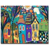 Painting by Numbers Art Illustration Colorful Houses