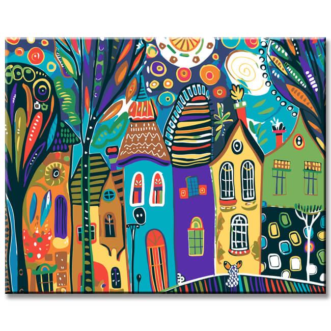 Painting by Numbers Art Illustration Colorful Houses