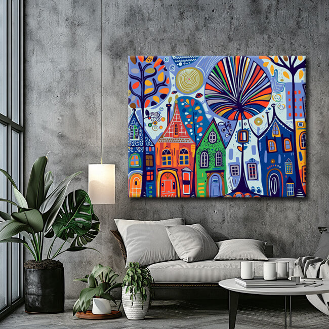 Painting by Numbers Art Illustration Colorful Houses