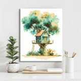 Paint by Numbers Art Illustration Purple Tree with Red Tree House
