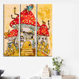 Painting by Numbers Art Illustration Fly Agaric House with Mouse, Butterfly and Snail 3-Panel