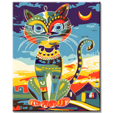 Painting by Numbers Art Illustration Colorful Big Cat