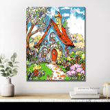 Painting by Numbers Art Illustration House with Path in Summer