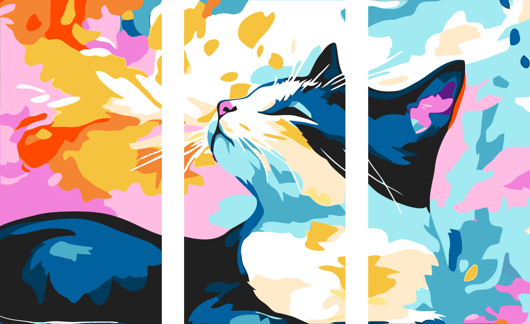Painting by Numbers Art Illustration Cats - 3-Panel