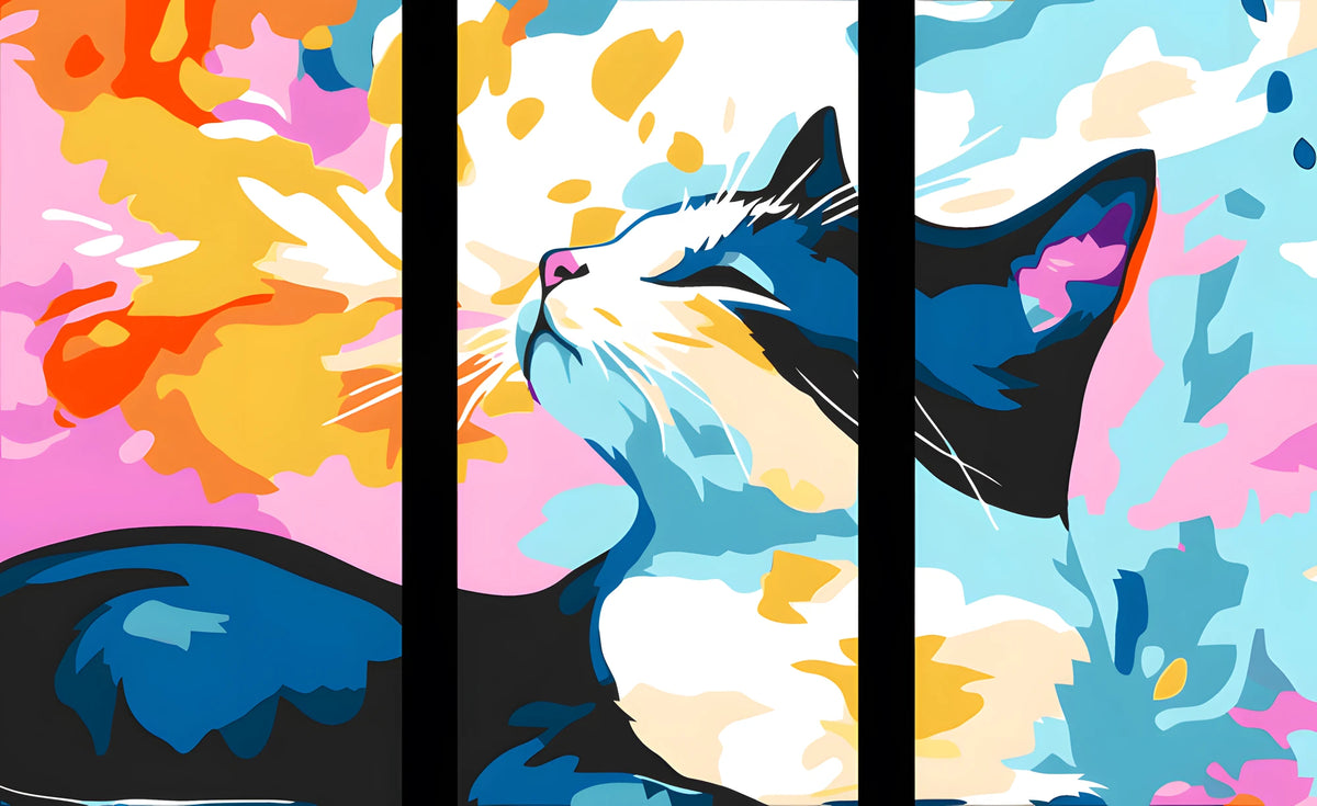Painting by Numbers Art Illustration Cats - 3-Panel