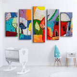 Painting by Numbers Art Illustration Colored Landscape with House 5-Panel