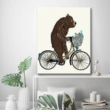 Painting by numbers animals brown bear on a bike