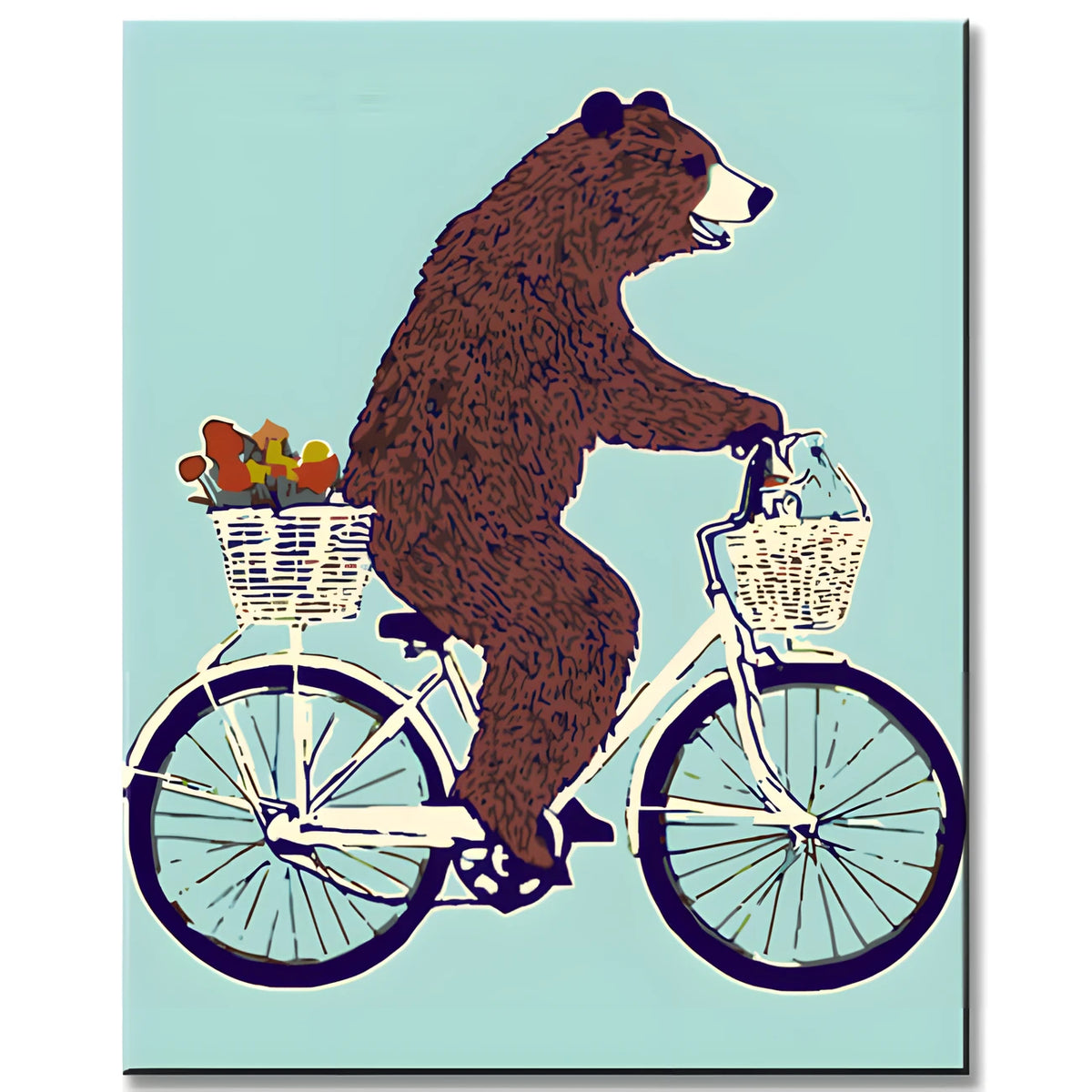 Painting by Numbers Animals Brown Bear on A Bike