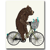 Painting by numbers animals brown bear on a bike
