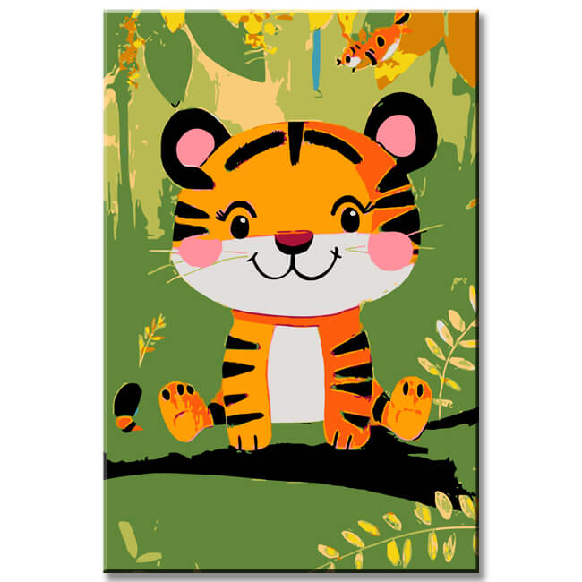 Painting by Numbers Baby Tiger on The Branch