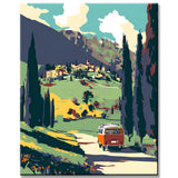 Paint by Numbers Art Landscape Car DrIVes Along A Path