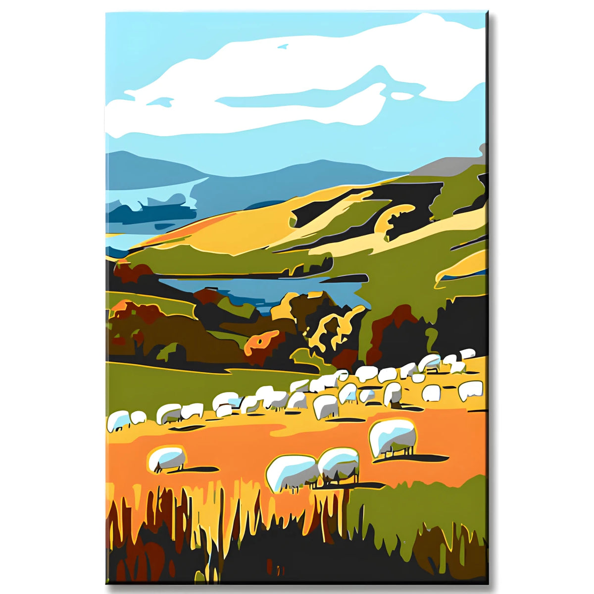 Paint by Numbers Art Landscape with White Sheep