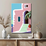 Painting by Numbers Minimalism Art Pink House with Stairs
