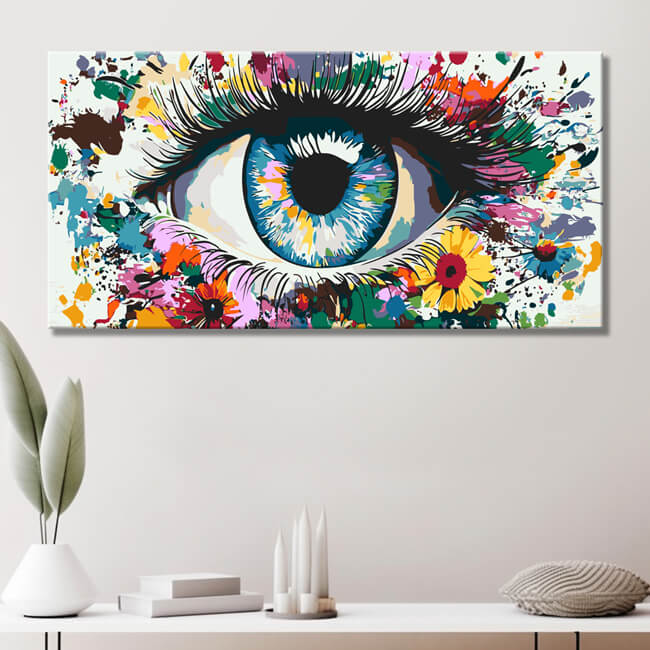 Painting by Numbers Art Eye with Lots of Colorful Flowers
