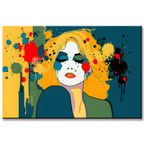 Painting by Numbers Art Blonde Woman with Colorful Blobs of Paint