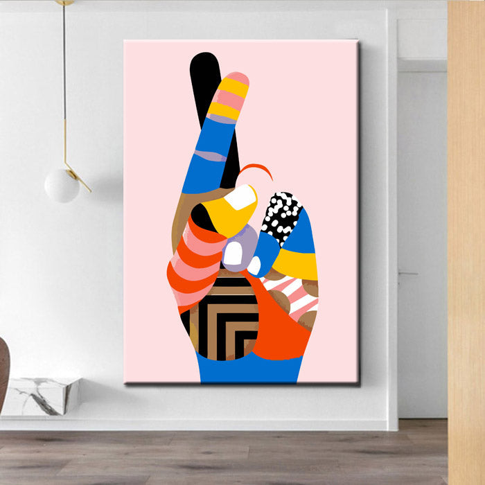 Painting by Numbers Art Colorful Hand with Crossed Fingers