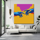 Painting by Numbers Art Two Colorful Hands Holding Each Other