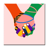 Painting by Numbers Art Two Colorful Hands Holding Each Other