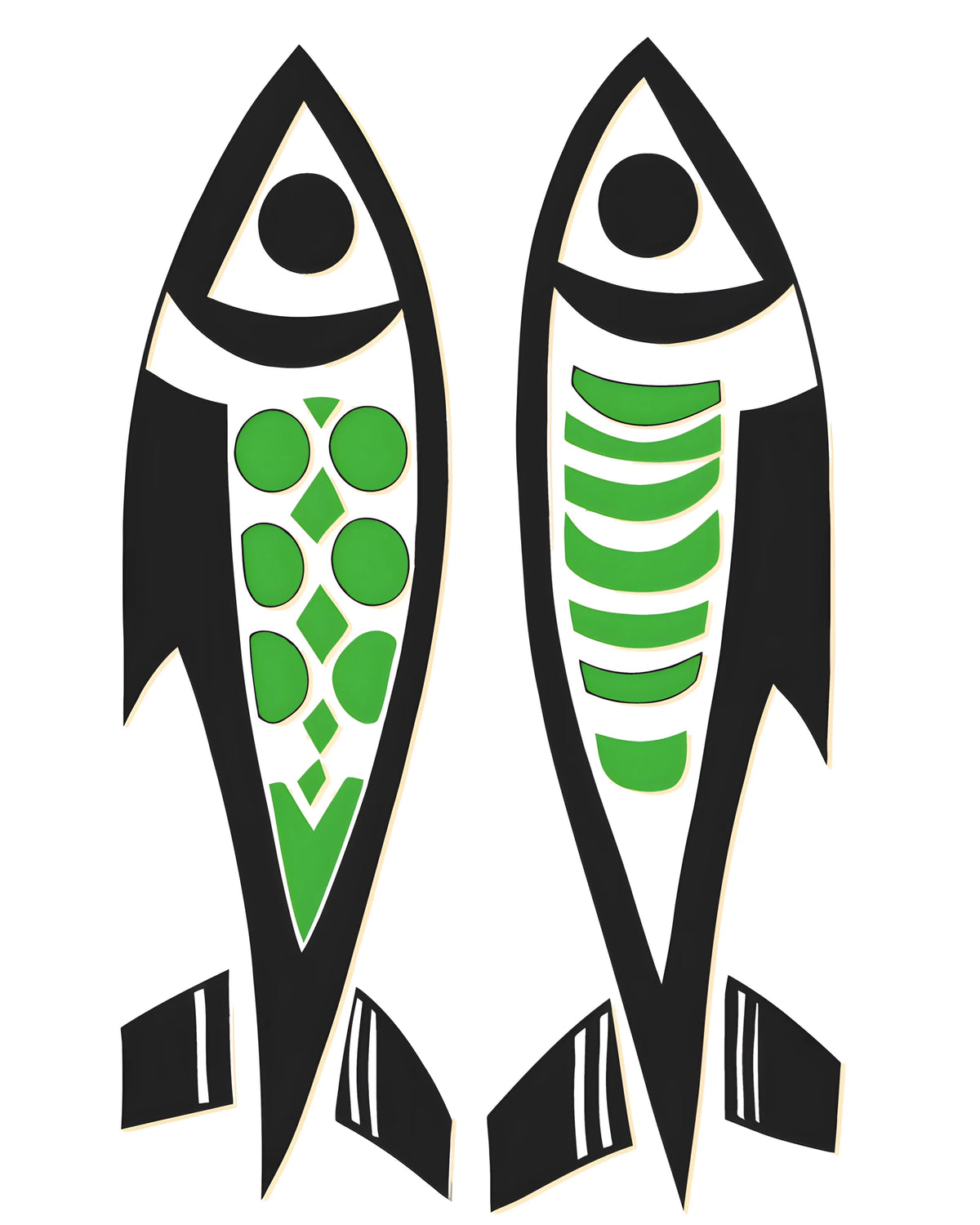 Paint by Numbers Line Drawing 2 Fishes Opposite Each Other