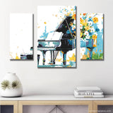 Painting by Numbers Art Piano with WaVIng Flowers 3-Panel