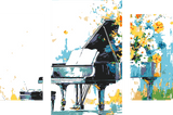 Painting by Numbers Art Piano with WaVIng Flowers 3-Panel