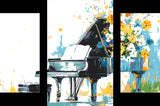 Painting by Numbers Art Piano with WaVIng Flowers 3-Panel