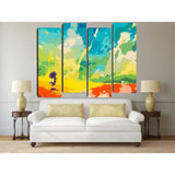 Painting by Numbers Art Colorful Painting Man with Umbrella 4 Panel
