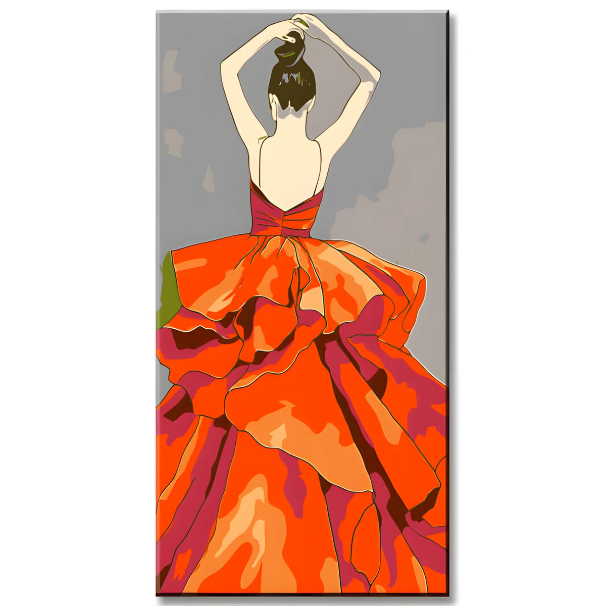 Painting by Numbers Art Woman with Big Orange Skirt
