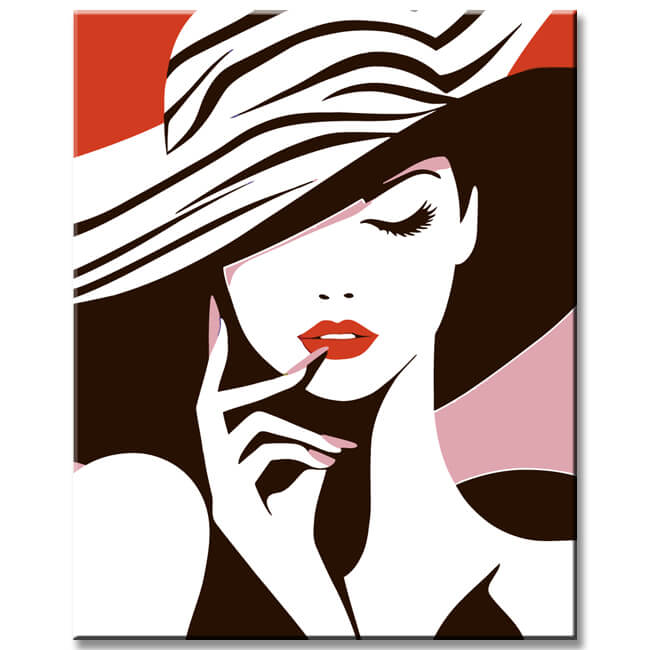 Painting by Numbers Art Elegant Woman Holding Her Zebra Hat