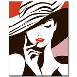 Painting by Numbers Art Elegant Woman Holding Her Zebra Hat