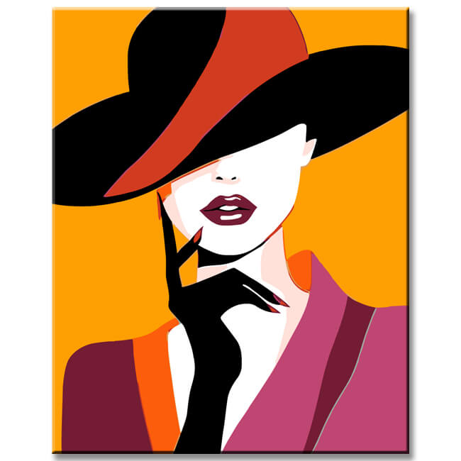 Painting by Numbers Art Woman with Pink Black Hat