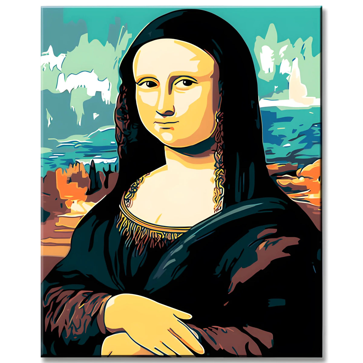 Paint by Numbers Art Mona Lisa with Landscape Background