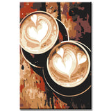 Painting by numbers art lifestyle heart motifs in coffee foam
