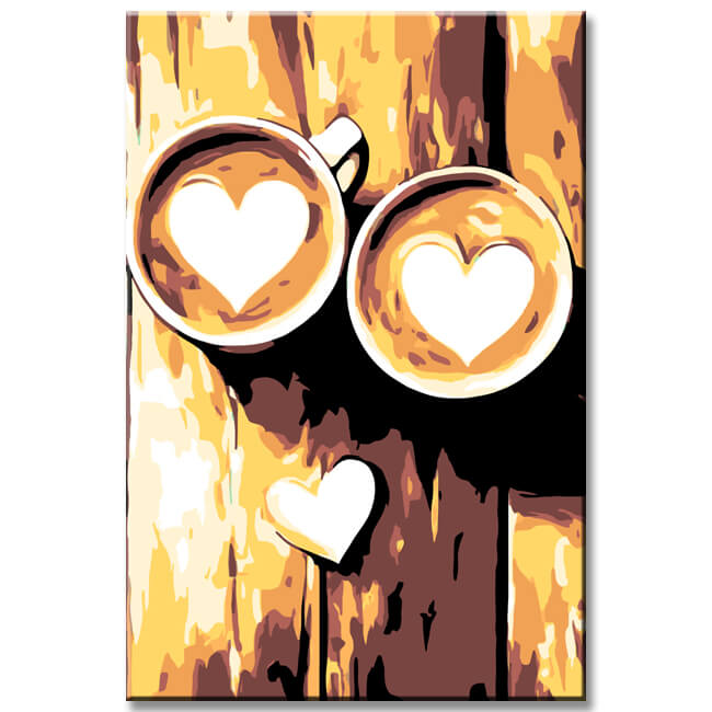 Painting by Numbers Art Lifestyle Heart Motifs in Coffee Foam