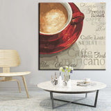 Painting by Numbers Art Lifestyle Red Coffee Cup on A Base with Different Terms