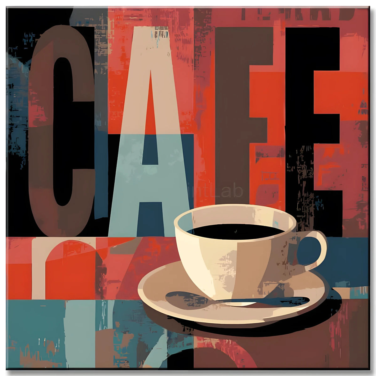 Painting by Numbers Art Lifestyle Red Coffee Cup on A Base with Different Terms