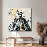 Painting by numbers art lifestyle black and white dress with flowers