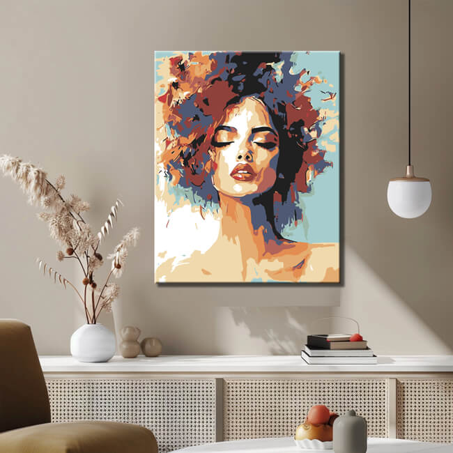 Painting by Numbers Art Lifestyle Woman's Head with Different Colors in Her Hair
