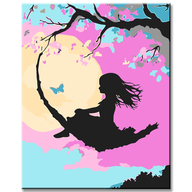 Painting by Numbers Art Lifestyle Child Swings on The Branch