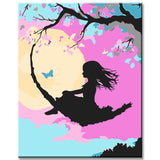 Painting by Numbers Art Lifestyle Child Swings on The Branch