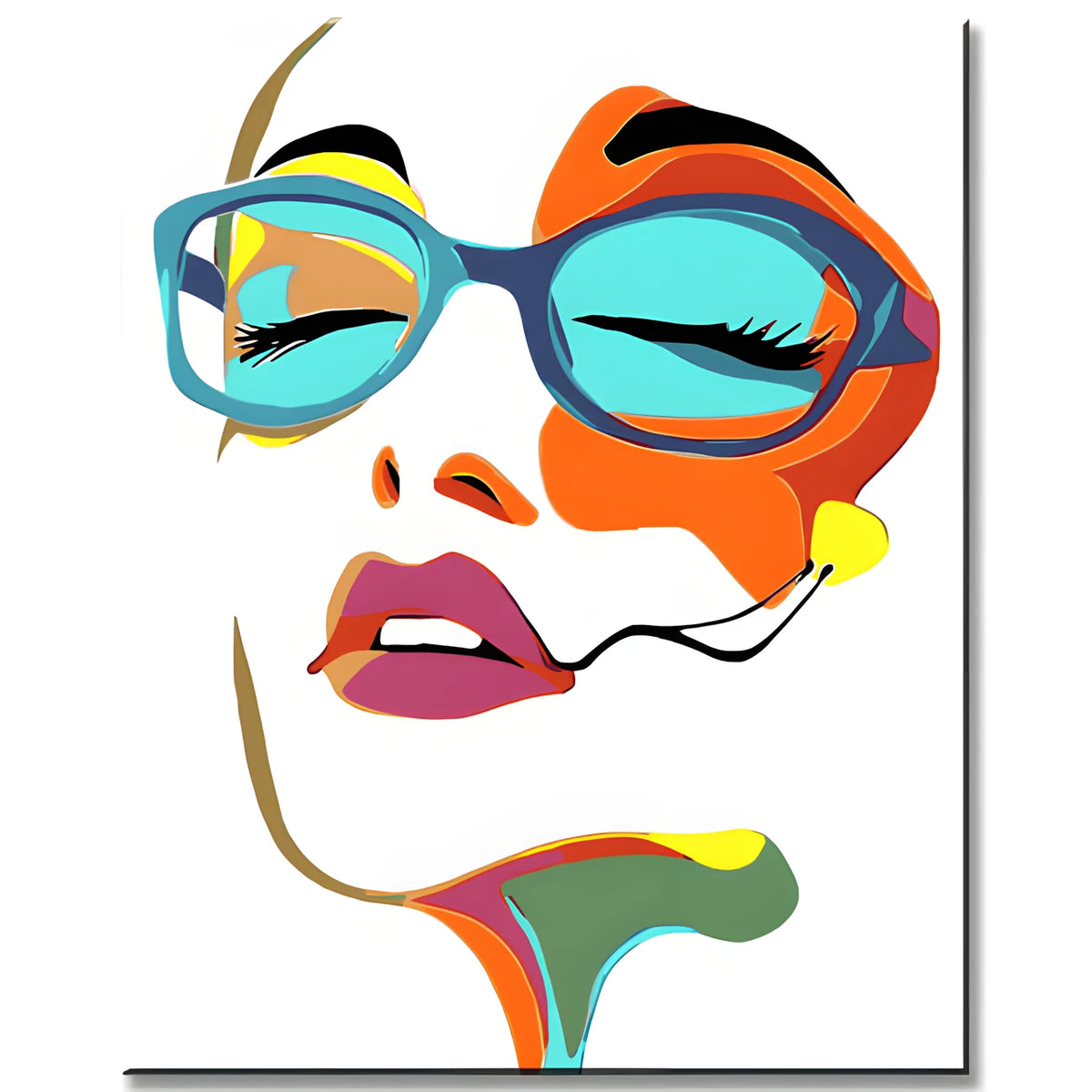 Paint by Numbers Art Lifestyle Colorful Face with Blue Glasses