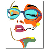 Paint by Numbers Art Lifestyle Colorful Face with Blue Glasses