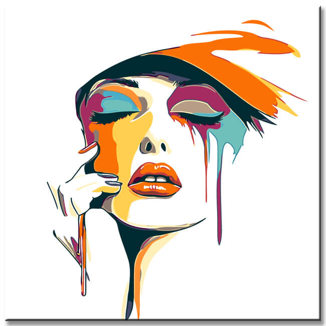 Painting by Numbers Art Lifestyle Face with Colored Spots and Cylinder