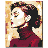 Painting by Numbers Art Lifestyle Woman with Red Turtleneck Sweater