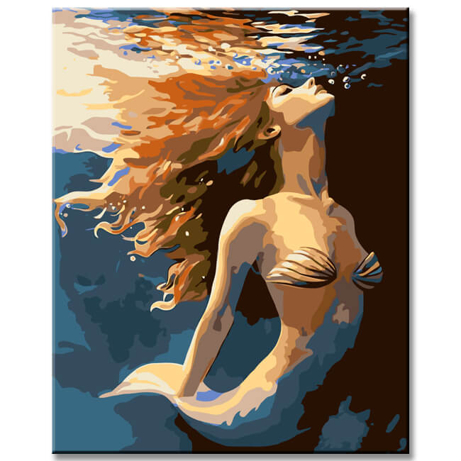 Painting by Numbers Art Lifestyle Redhead Mermaid Underwater