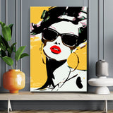 Painting by numbers art lifestyle woman with sunglasses and pink lipstick