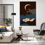 Painting by Numbers Art Lifestyle Woman Lying with Closed Eyes, Crescent Moon